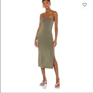 Enza Costa Revolve Strappy Side Slit Dress in Military